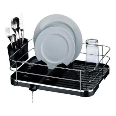 Imagem de Escorredor De Louça Pratos Porta Talheres Bandeja Bancada CROMADO - FU