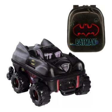 Imagem de Kit mochila escolar diplomata 3d hotweells carro batman preto com lanc
