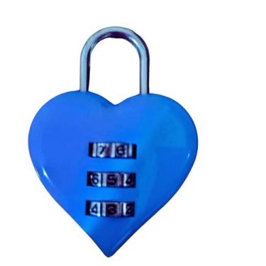 Imagem de Cadeado com Senha Coração: Proteja com Amor e Segurança - MZ, Azul