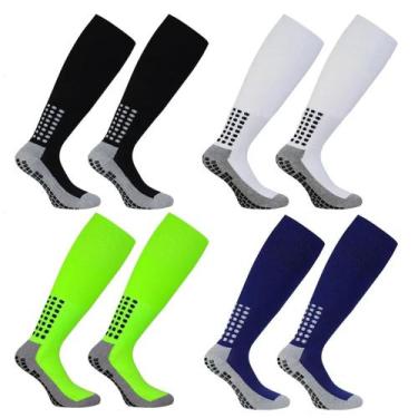 Imagem de Meia Meião Para Futebol Antiderrapante Cano Longo 4 Pares - Meião Anti