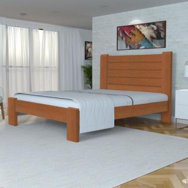 Imagem de Cama King Size Casal Milano de Madeira Maciça Cedro Tauari Castanho - 