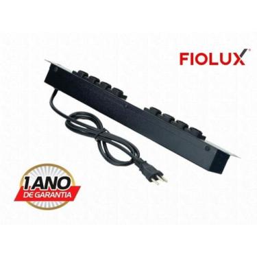 Imagem de cabo com regua de 8 tomadas em bloco para rack 1caborack8b - fiolux