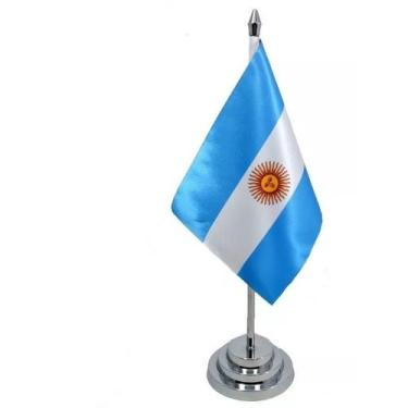 Imagem de Bandeira Mesa Dupla Face Argentina Mastro 29 Cm (20x14cm) - SP Bandeir