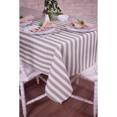 Imagem de Toalha de Mesa Retangular em Tecido Jacquard Estampado Listrado Cinza,
