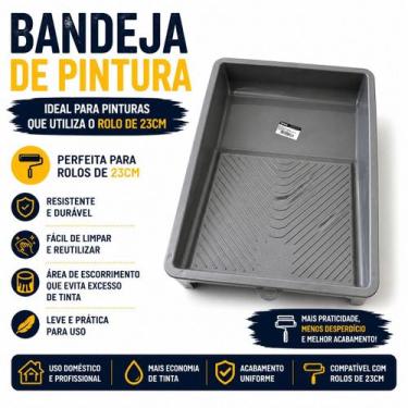Imagem de Bandeja de Pintura Grande e Pequena Profissional para Rolo Tinta Pared