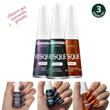 Imagem de Kit Esmaltes Risqué Voltei Lançamento Tons Metálicos Esmalte Atacado, 