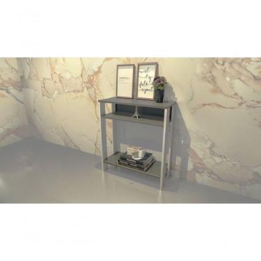 Imagem de Mesa de Apoio para Impressora Escritório Sala em MDF 60cm Branco com Cinza