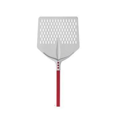 Imagem de Pá Cerutti Inox TULIP Quadrada Perfurada com Cabo Vermelho, 30 cm