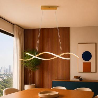 Imagem de Luminária Pendente Lustre Led 3 em 1 Dna Dourado Moderno Luxuoso Bivol