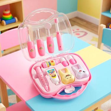 Imagem de Brinquedo Maleta Dentista Médico Odontologia Acessórios 11 Rosa