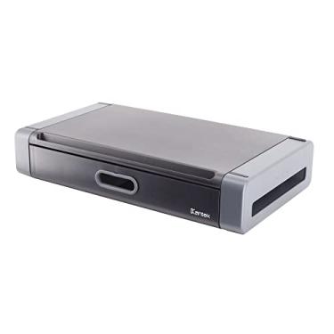 Imagem de Suporte para monitor/impressora Kantek MDF + aço com pernas angulares, Gaveta/Compartimento para tablet, Black/Dark Grey, 19-Inch Wide