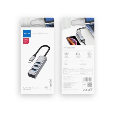 Imagem de Hub Adaptador Conversor Tipo-C Para 4 X Usb 3.0 Rock Rcb0659