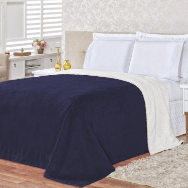 Imagem de Cobertor King Colorado Sherpa + Manta Flannel 1Pç - Marinho