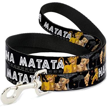 Imagem de Buckle-Down Coleira para animais de estimação - Rei Leão Simba e Nala HAKUNA MATATA - 1,8 m de comprimento - 1,27 cm (1/2") de largura