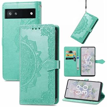 Imagem de YUNCHAO Caixa de telefone Para o Google Pixel 6A Mandala Flor Flip Leather Case de telefone Flip capa para celular