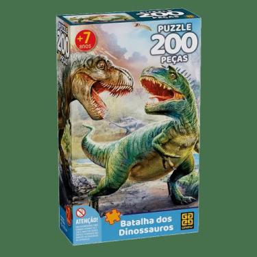 Jogo Infantil Quebra Cabeça Batalha dos Dinossauros 200 Peças