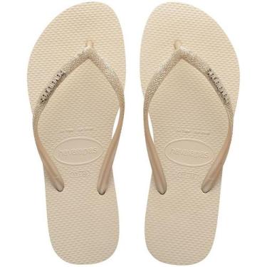 Imagem de Chinelo Havaianas Slim Glitter Bege Palha - Produto Original