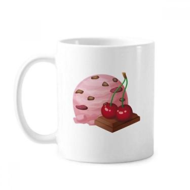 Imagem de Caneca de cerâmica com bola de sorvete roxo chocolate cereja xícara de porcelana de café
