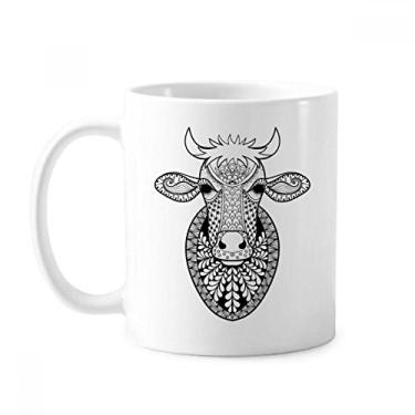 Imagem de Caneca de cerâmica com imagem de vaca grande de cerâmica xícara de café de porcelana