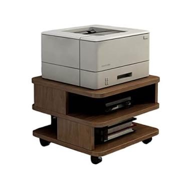 Imagem de KIZQYN Suporte de impressora Prateleira de piso industrial Suporte de copiadora de mesa móvel Armazenamento sob a mesa Carrinho de armazenamento em rodas para impressora de mesa de casa e escritório (Cor: latão, Tamanho: 40X40X30cm)