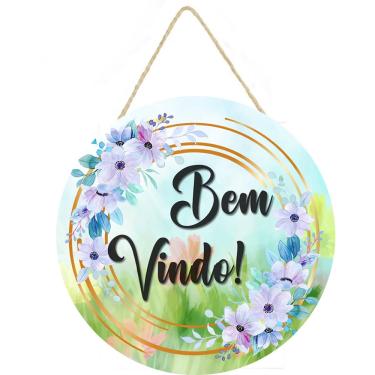 Imagem de Placa decorativa redonda Frase Bem Vindo cod PL098