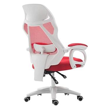 Imagem de cadeira de escritório Cadeira giratória ergonômica Cadeira de escritório Assento de malha reclinável Massagem Apoio lombar Cadeira de computador Cadeira de trabalho Cadeira de jogo (cor: vermelha)