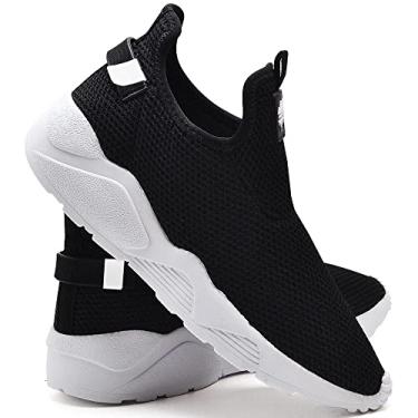 Imagem de Tênis Meia Masculino Nylon Elástico Confortável Dia a Dia - Preto+branco - 43