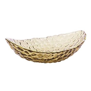 Imagem de BOWL DE CRISTAL MARTELADO COM BORDA DOURADA TAJ WOLFF 19,5x11x5CM ÂMBAR