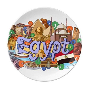 Imagem de Faraó pirâmide do Egito Graffiti Prato Decorativo de Porcelana Salver Prato de Jantar