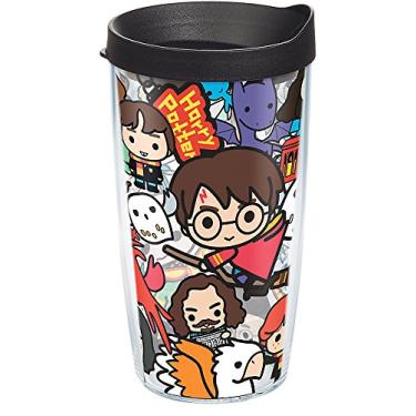 Imagem de Tervis Harry Potter - Copo de berloques de grupo com envoltório e tampa preta 473 ml, transparente