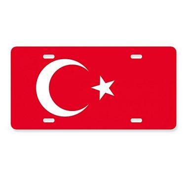 Imagem de DIYthinker Bandeira nacional da Turquia, país da Ásia, placa de licença decoração de aço inoxidável para automóveis