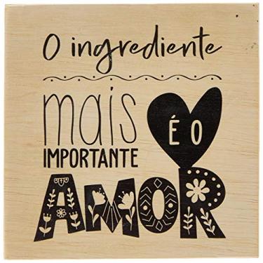 Imagem de Arte Maníacos Bloco em madeira O Ingrediente Mais Importante É o Amor - 15x15cm