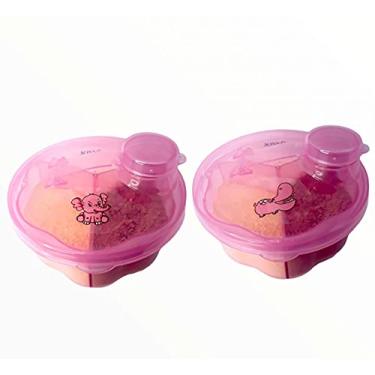 Imagem de Sonne Kit C/2 Porta Leite Em Pó Com 3 Divisórias Elefante/Hipo Menina Rosa Pacote De 2