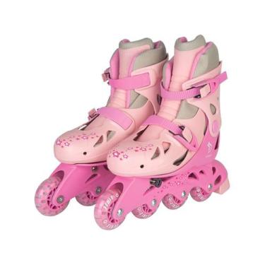 Imagem de Patins In Line Infantil Fênix Rosa - Com Acessórios