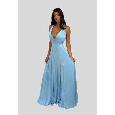 Imagem de Vestido Longo Fluido Charlote Nana Marie Vestido De Festa Azul Serenet