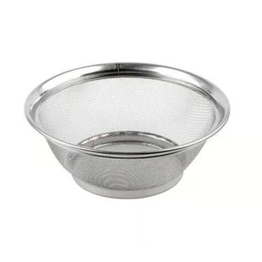 Imagem de Escorredor de Alimentos 28cm em Aço Inox Cromado - Cesta Casa em Cozinha - Multiuso Peneira de Arroz Macarrão - PANAMI