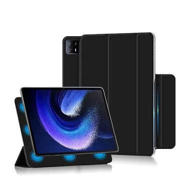 Imagem de Compatível com Huawei Xiaomi Pad 6 Max 14 capa 14 polegadas lançado em 2023 capa magnética capa fina para tablet, fecho magnético fino TPU capa inteligente traseira com desligamento automático (cor: preto)