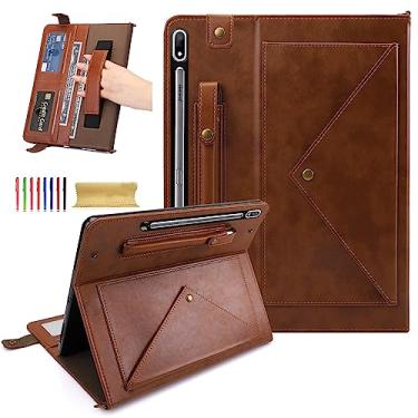 Imagem de Dteck Capa para Samsung Galaxy Tab S9 FE 27.7 cm, Galaxy Tab S9/S8/S7 27.9 cm, capa inteligente de couro PU com suporte para caneta, alça de mão para dormir/despertar automaticamente, capa protetora