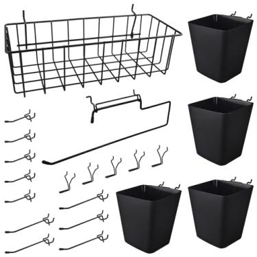 Imagem de G.CORE Organizador de placa de estacas pacote com 21, acessórios para quadro de pegadores com cestos de copos - organizadores de ferramentas de parede de quadro de pinos de 1/20.3 cm e 1/10.2 cm