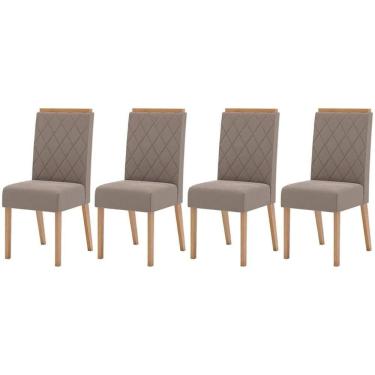 Imagem de Cadeira Sala de Jantar Nina Kit 4 Un Nature/Veludo Light Marrom Amêndoa - Henn