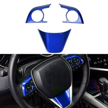 Imagem de XITER 3 peças ABS estilo esportivo azul capa de volante acabamento interior decalque adesivo acessórios para Toyota Camry 2018 2019 2020 2021