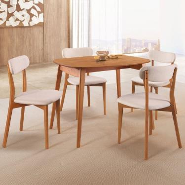 Imagem de Conjunto Sala de Jantar Mesa 110x80cm Tampo em MDF Laminado 4 Cadeiras Ceci Yescasa Naturalissimo/Sem Vidro/Laminado