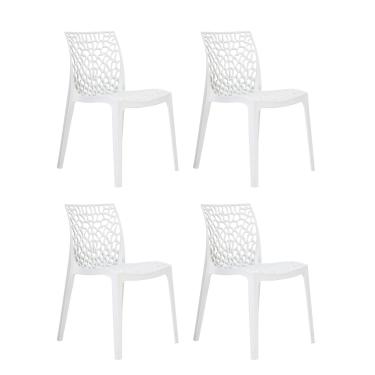 Imagem de Kit 4 Cadeiras Vazada em Polipropileno Gruvyer Fratini Móveis Branco