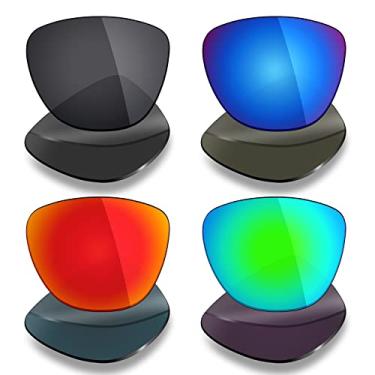 Imagem de Mryok 4 pares de lentes polarizadas de substituição para óculos de sol Oakley Frogskins XS OJ9006 - preto furtivo/vermelho fogo/azul gelo/verde esmeralda