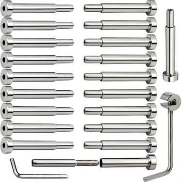 Imagem de Lulultn Kit de 20 peças de 3/16" invisível de fivela, kit de ferragens de trilhos de cabo de aço inoxidável, para sistema de trilhos de cabo de metal de convés