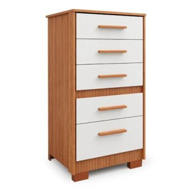 Imagem de Cômoda 5 Gavetas Moderna Marrom com Preto Reforçada Compacta Espaçosa Luxo - Pry