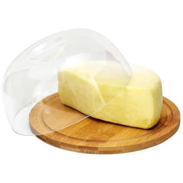 Imagem de Bandeja de Bambu com Tampa em Acrílico - Queijeira Boleira Bolo torta Porta Frios (Queijeira - 19cm)