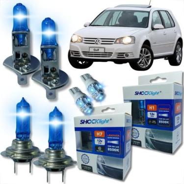 Imagem de Kit lâmpada shocklight super branca farol alto baixo e lanterna h1 h7 