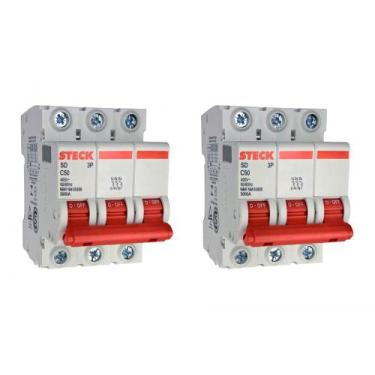 Imagem de Kit C/2 - Disjuntor Steck ''Din'' Tripolar 50A. C