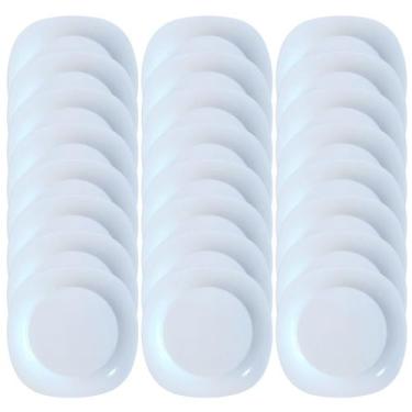 Imagem de Jogo 24 Pratos Quadrado Branco 20cm em Melamina Premium - Fratelli